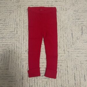 Hanna Andersson Red Textured Sweaterknit Leggings